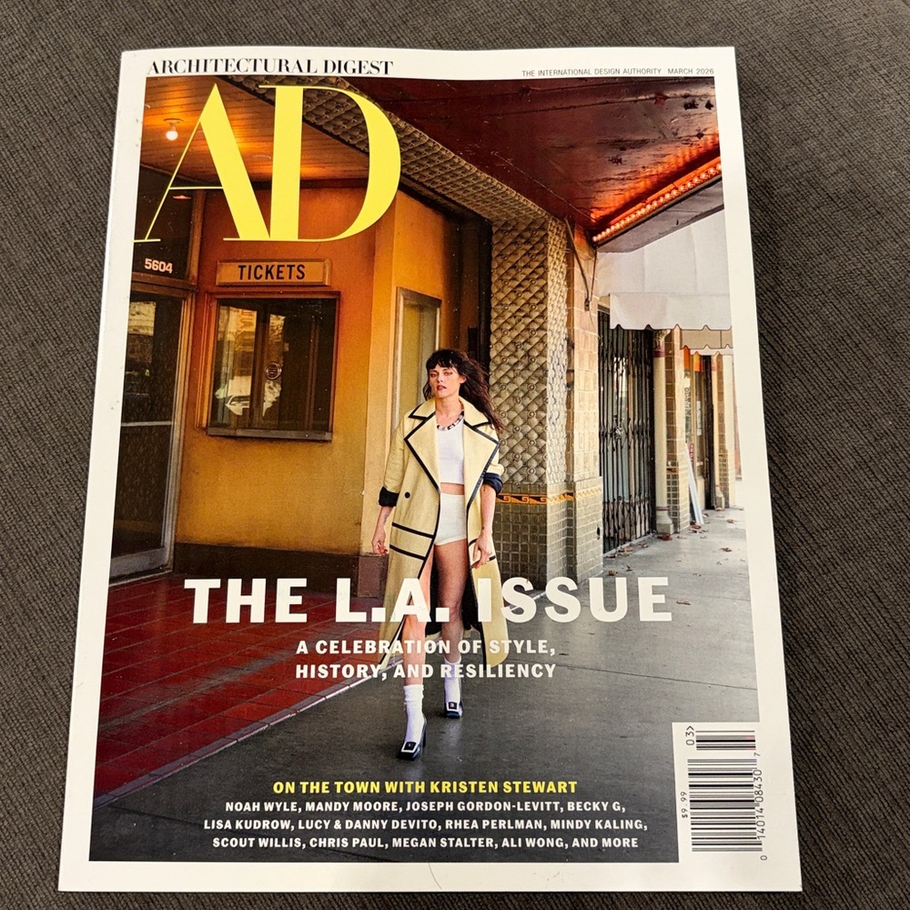 Architectural Digest Magazine March 2026 - Kristen Stewart  home decor magazines